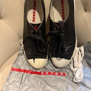 Prada Men's Black Leather sneakers- Size 9.5